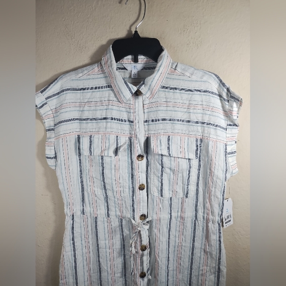 New Time And Tru Dress Linen Blend Coastal Boho Minimalist Pockets - Picture 10 of 16